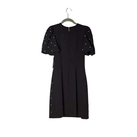 Karl Lagerfeld Scuba Crepe Sheath  Dress Pearls NWT Black Size 2 Old Money - Picture 6 of 8